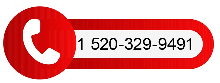 red phone icon with phone number 1 520 329 9491