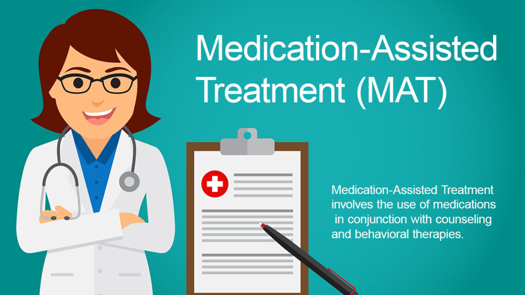 medication assisted treatment doctor with clipboard and pen